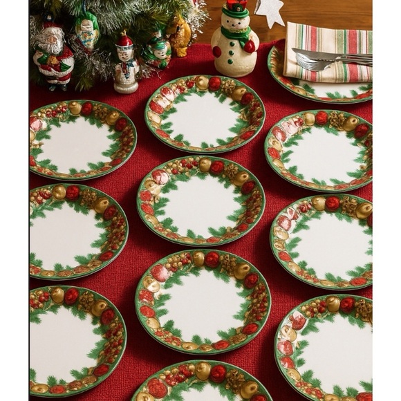 Other - Vintage Set Of 9 Melamine 15”x15”Festive Holiday Large Round Serving 3D Platters
